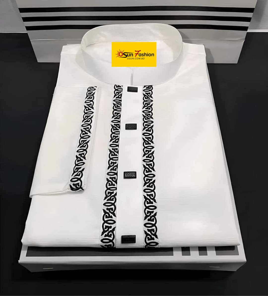 Panjabi For Men White Without Snap Button