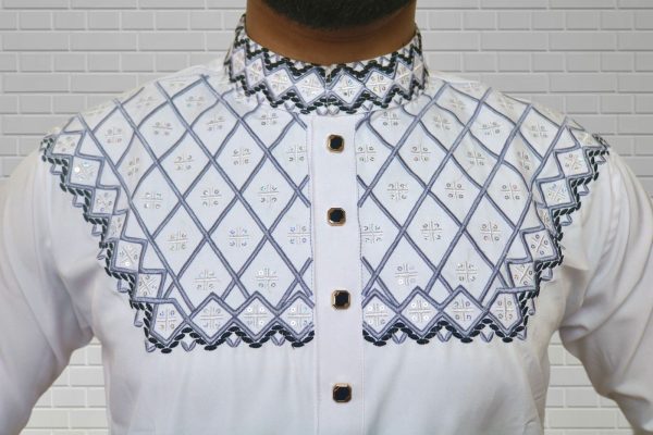 Premium Micro Stitch Panjabi White[OSUN-p5] - Image 2