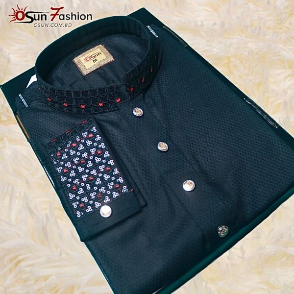 Sequence Embroidery Panjabi Black (osun-p1) - Image 2
