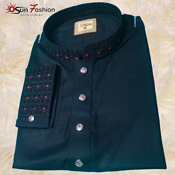 Sequence Embroidery Panjabi Black (osun-p1) - Image 3