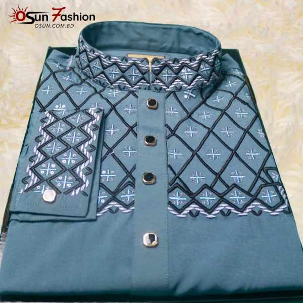 Premium Micro Stitch Panjabi Gray[OSUN-p8] - Image 2