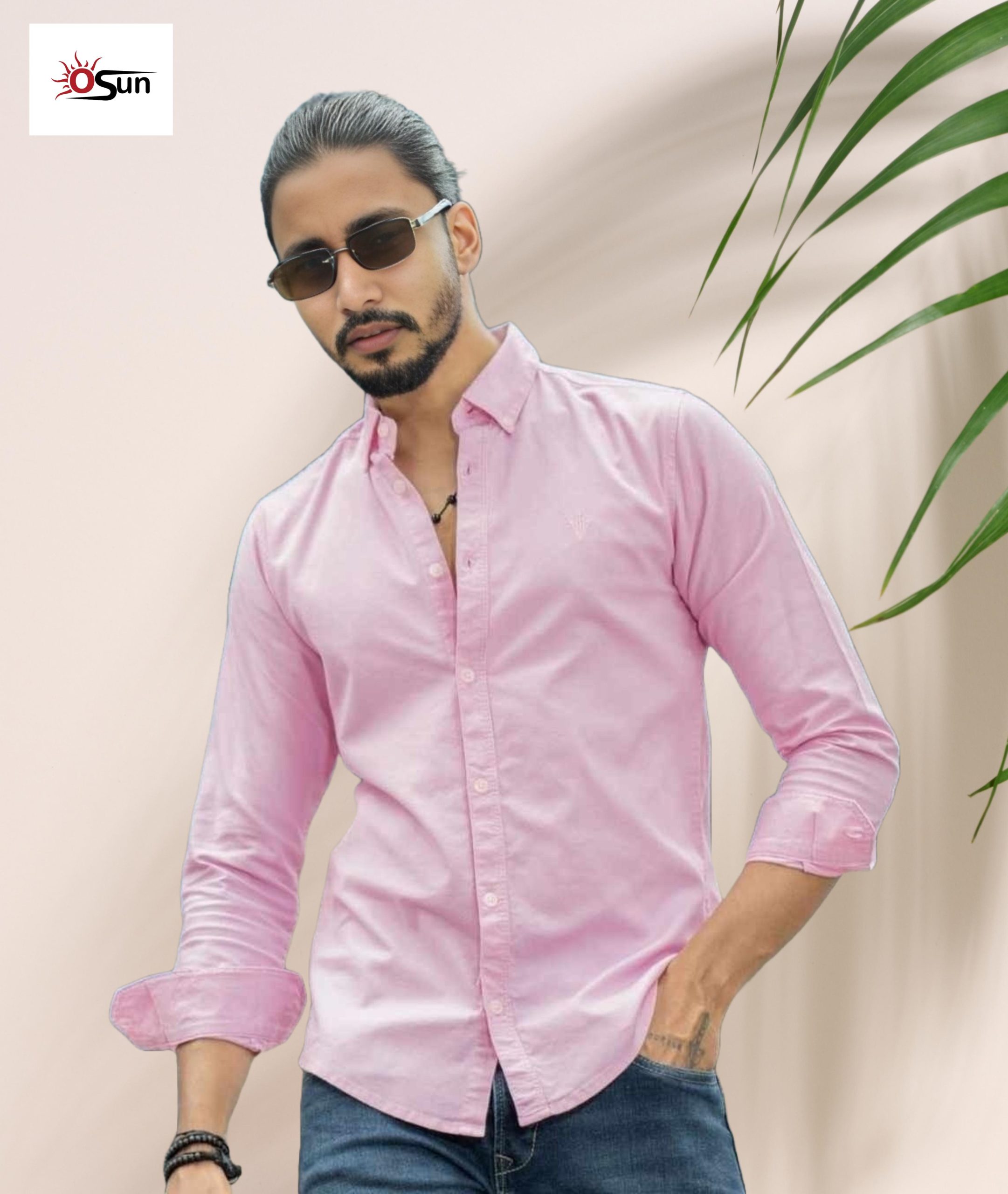 Premium Solid Slim Fit Shirt-Pink